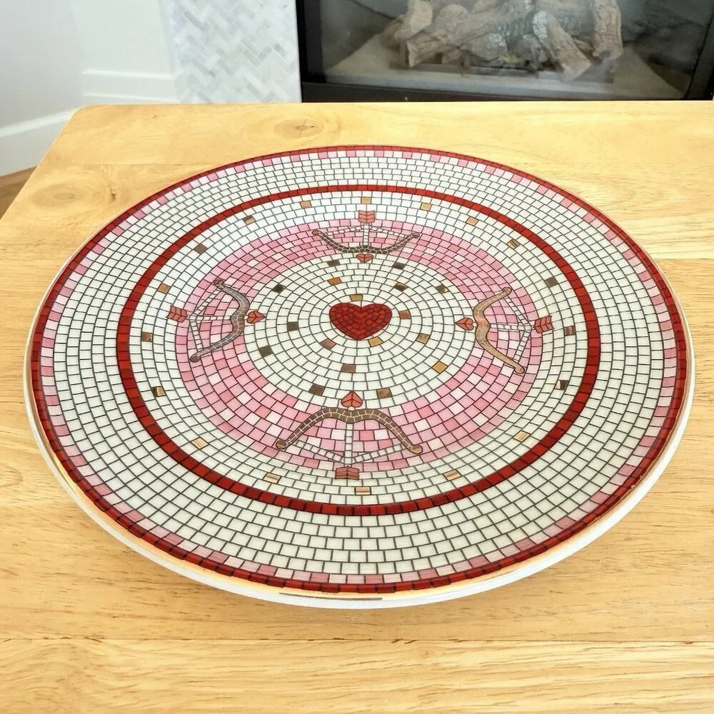 Anthropologie Bistro Tile Valentine’s Dessert Plate 8